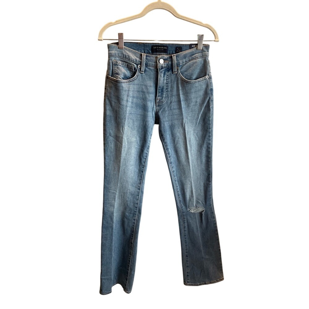 Lucky Brand Ava Mid Rise Bootcut Jeans Distressed Light Wash Size 4 27
